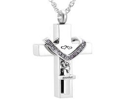 Memorial jewelry Stainless Steel Cross for brother Memorial Cremation Ashes Urn Pendant Necklace Keepsake Urn Jewelry3274643