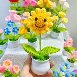 Decorative Flowers HandmadeBouquet Finished Woven Potted Mother's Day Teacher Girlfriends Friends Birthday Present Artificial Flower Home