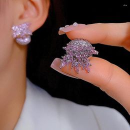 Stud Earrings XUYE Fashion Temperament Wedding Party Jewellery For Women Gold Plated Cubic Zirconia Heart Flower