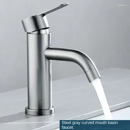 Bathroom Sink Faucets Washbasin Faucet Stainless Steel Curved Mouth And Cold Water Tap Mixer