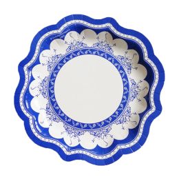 Chinese Style Blue and White Porcelain Paper Plates Tray Floral Party Picnic Wedding Birthday Children Disposable Tableware Dish