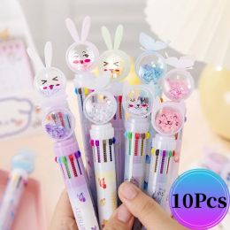 Pens 10Pcs/Lot 10 Colour Glitter Glitter Ballpoint Pen Coloured Pens to Write Kawaii Original Novel Pens for Writing Kawai Stationery