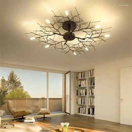 Ceiling Lights American 8/20 LED Lamp Nordic Branch Iron Bedroom Living Room Chandeliers Decorative Lighting