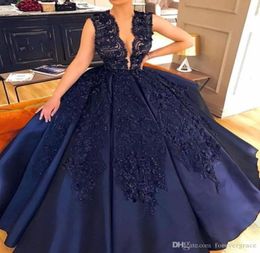 2019 Sexy Cheap Dark Blue Prom Dress Plunging V Neck Long Formal Holidays Wear Graduation Evening Party Pageant Gown Custom Made P4082364