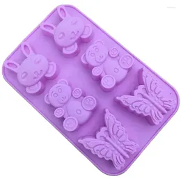 Baking Moulds Bear Butterfly Shape Silicone 3D Mold Cookware Dining Bar Non-Stick Cake Decorating Fondant Soap E036