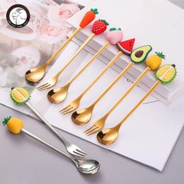 Coffee Scoops Creative Stainless Steel Spoon Fruit Fork Cute Shape Children's