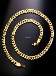 Two Tone Gold Colour Chain For Men Hip Hop Jewellery 9MM Choker Long Chunky Big Curb Cuban Link Biker Necklace Man Gift N552235p8811447