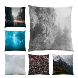 Pillow Winter Pography Throw Covers Sunset Decoration Home Square Cover 45x45 Mountains Living Room E1039