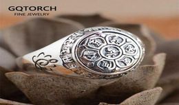 Real Solid 925 Sterling Silver Jewelry Vintage Buddha Six Words039 Mantra Rings For Women And Men Bijouterie Fine 2202097899450