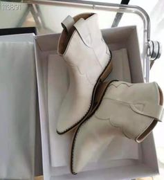 White Isabel Paris Marant Ankle Boots Genuine Leather Dewina Fashion Show Catwalk Shoes3765412