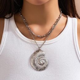 Pendant Necklaces Salircon Exaggerated Metal Big Shell Necklace Punk Conch Chain Clavicle Women's Summer Beach Neck Jewelry