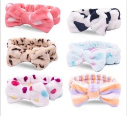 Hairband Shower Headband Bowknot Turban Dot Striped Hairbands Flannel Head Wrap Spa Make Up Hair Band Hair Accessories 26 Designs 1725450