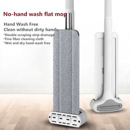 Squeeze Mop HandFree Wash Lazy 360° Mops with Reusable Microfiber Pads for Flat To Clean Under Long Bed Home Cleaning Tools 240408