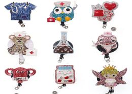 10pcslot New arrival medical Brooch Pin Cute angel doctor Rhinestone enamel nurse Retractable ID Badge Holder reel9504655