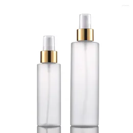 Storage Bottles 20pcs/lot Frost PET Plastic Bottle 100ML 200ML Gold Ring Atomizer Pump Cosmetic Spray Perfume Packaging Refillable