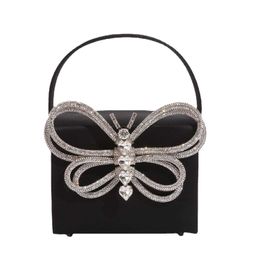 Ladies Evening Bag Online Celebrity Blogger Square Bag Butterfly Inlaid Diamond Gift Box Single Shoulder Cross-body Portable Women's Bag