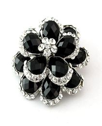 SILVER Colour CLEAR CRYSTAL and BLACK STONE FLOWER BOUQUET BROOCH PIN6397265