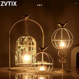 Candle Holders European Style Birdcage Luxury Holder Home Creative Decoration Living Room Romantic Dinner Light Candles Props