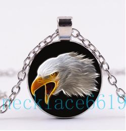 10Pcs USA Eagle Necklace PendantChristmas Giftbirthday GiftCabochon Glass Necklacesilverblack Fashion Jewellery R11524651176