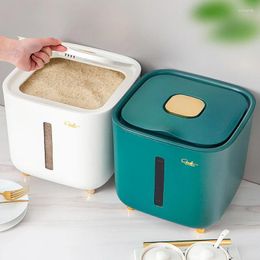 Storage Bottles 10kg Large Capacity Kitchen Moisture-proof Sealed Rice Bucket Multipurpose Light Luxury Flip-top Flour Pet Food