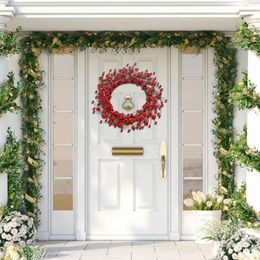 Decorative Flowers Red Berries Christmas Wreath 18 Inch Decoration Front Door For Xmas Wedding Wall Outside Home Decor