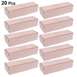 Take Out Containers 20pcs Rectangular Biscuit Boxes Paper Cookie Container Baking Packaging Box Party Supplies (Pink With Golden Edge)
