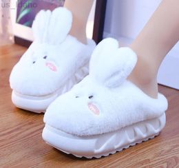 Slippers White Bunny Ears Hairy For Women Plush Home Shoes Girls Pink Chunky Platform Winter Woman Slides L2209069626991