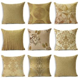 Pillow Traditional Bronzing Print Pillowcase Linen 40cm/45cm And 50cm Square Case For Sofa Home Decor
