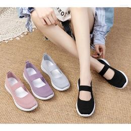 Casual Shoes Women Soft Comfortable Mesh (Air Mesh) Breathable Slip-On Black Platform Flat Orthopaedic For