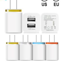 Metal Dual USB wall Charger Phone Charger US EU Plug 21A AC Power Adapter Wall Charger Plug 2 port for Ip 11 pro max Samsung Xiao1711793