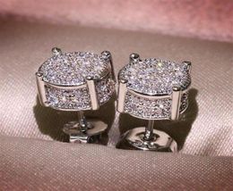 Unisex Men Women Stud Earrings Gold Silver Plated Sparkling Luxury Shining Crystal CZ Simulated Diamond Earring Jewelry267i13969777933151
