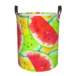 Laundry Bags Dirty Basket Watercolour Watermelon Slices Folding Clothing Storage Bucket Toy Home Waterproof Organiser