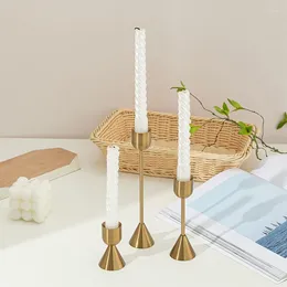 Candle Holders Brass Taper Holder Set Of 3 - Decorative Stand Candlestick For Wedding Dining Table Party Decoration