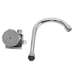 Bathroom Sink Faucets Foot Pedal Basin Faucet Stainless Steel Floor Mounted Silver For Laboratory