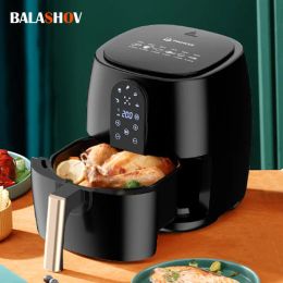 Fryers 6L Smart Electric Air FryerLarge Capacity Automatic Household Multi 360°Baking LED Touchscreen Deep Fryer Without Oil EU Plug