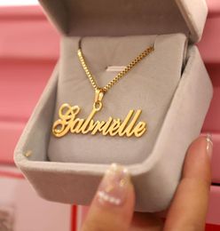 Pendant Necklaces Gold Box Chain Custom Jewelry Personalized Name Necklace Handmade Cursive Nameplate Choker Women Men Bijoux BFF 7088633
