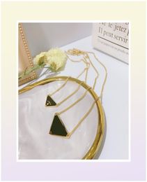 20style Luxury Pendant Necklace Fashion Men and Women Inverted Triangle P Letter Gold Chain Jewellery Personality Clavicle Chains2069916661