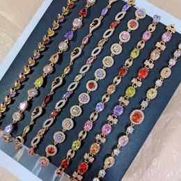 Wholesale Gold Plated Copper Bracelet Diamond Tennis Mirco-inlaid Vvs Zircon Ice Out Bracelet Charm Women Eyes Baguette Pulsera