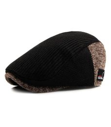 Vintage Cap Autumn Winter Retro sboy Hat Men Patchwork Woollen Knitted Hat Cabbie Flat Caps 2012167224261