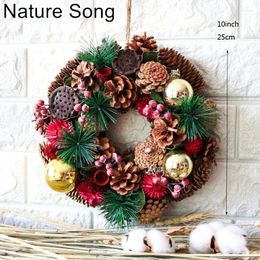 Decorative Flowers Red Berries Pine Cones Wreaths Rustic For Farmhouse Ornament Door Decoration Natural Rattan Garland