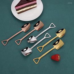 Spoons 2PCS Coffee Spoon Cutlery Set Stainless Steel Retro Iron Shovel Ice Cream Scoop Creative Tea-spoon Fashion Tablewar