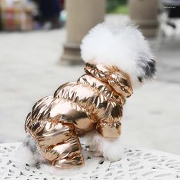 Dog Apparel Warm Winter Clothes Waterproof Pet Snowsuit Silver Gold Jacket Coat Jumpsuit For Chihuahua Yorkshire Puppy Costume 10E