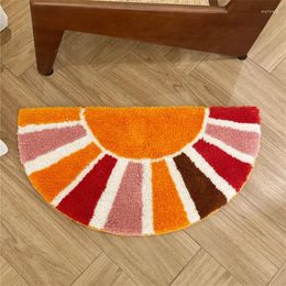 Carpets Cartoon Sunflower Household Bedside Blanket Semi-round Flocking Bathroom Absorbent Non-slip Foot Mat Simple Door