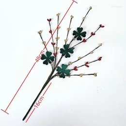 Decorative Flowers Ireland Festival Ornaments Irish Green Shamrock Tree Branches Cuttings Stems Bouquet DIY Plant Home Decoration