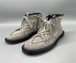 21ss Exclusive genuine leather Goodyear handmade Boots sew X thick sole cross shoes lace trainer motor Boot2310658