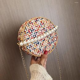 Shoulder Bags 2024 Winter Women Fashion Handbags Elegent Party Circular Bag Pearl Wool Messenger Crossbody For A Main Femme#30