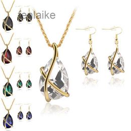 Diamond Crystal Drop Halskette Ohrringe Schmucksets Ohrmanschette Anhänger Ketten Hochzeitsgeschenk für Frauen