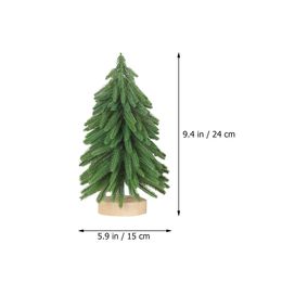 Desktop Mini Christmas Tree With Wooden Base Artificial Xmas Tree Scene Layout Prop Landscape Xmas Party Christmas Decoration