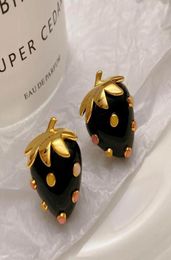 Stud Mediaeval summer black strawberry earrings for women niche design cute chic fun sweet cool girl sweet fruit stud earrings 22111887631