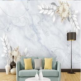 Wallpapers European Style Marble Jewelry TV Background Wall Modern Wallpaper For Living Room